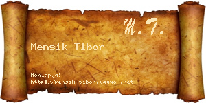 Mensik Tibor névjegykártya